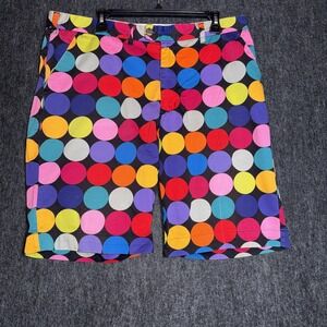 Loud Mouth Golf Shorts Men's 38 W Multicolor Polka Dots on Black Bold Colorful